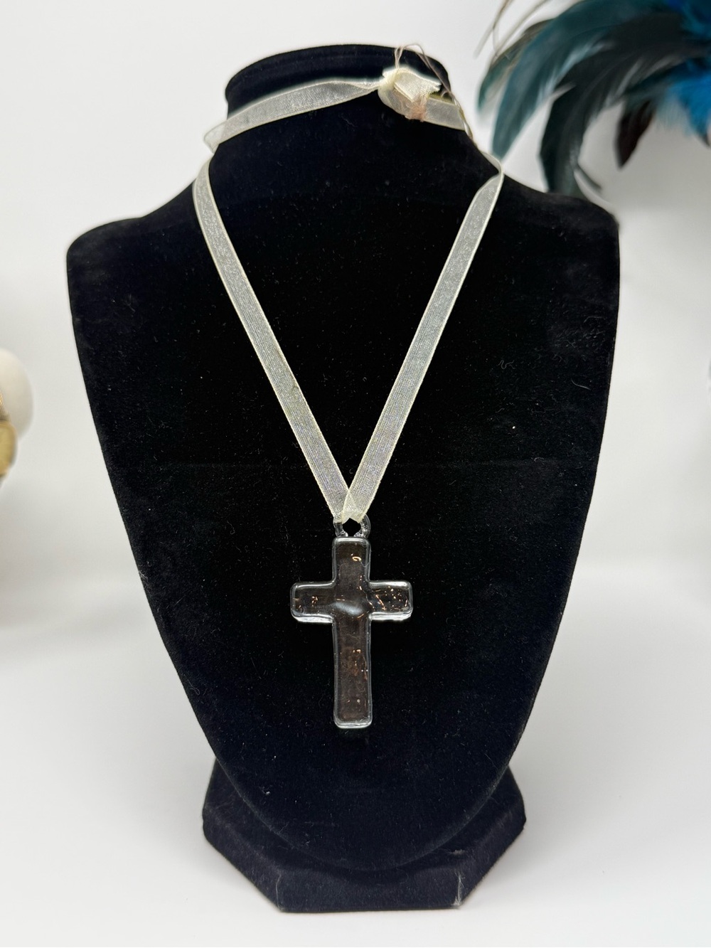 Clear Expressions Glass Cross Necklace NWT